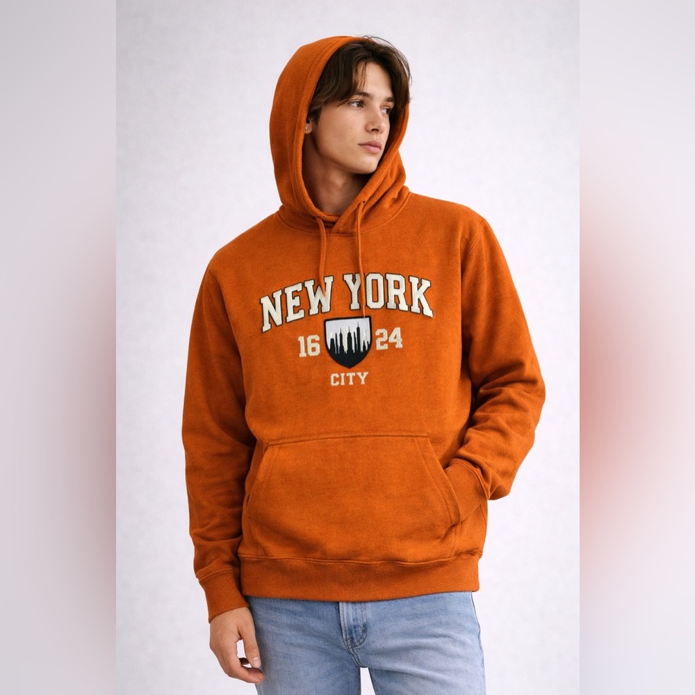 New York City Orange Pullover Hoodie unisex Sz XL NWT